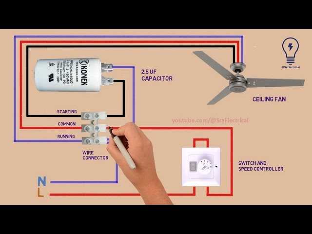 schematic circuit diagram of ceiling fan and regulator connection
