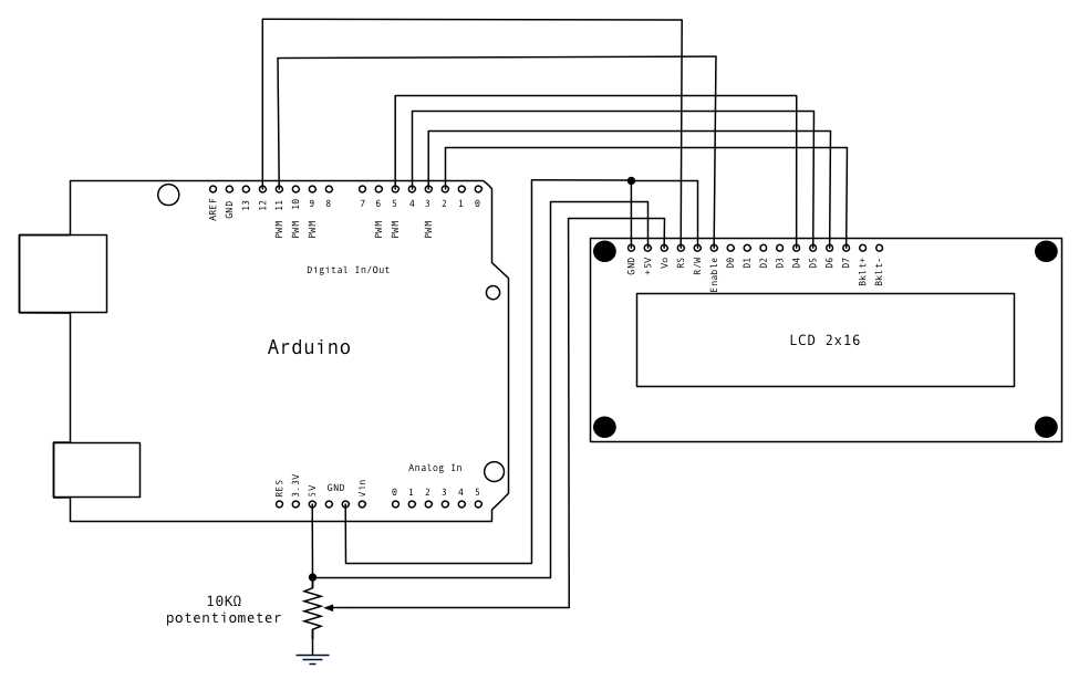schematic diagram for lcd display hellow world