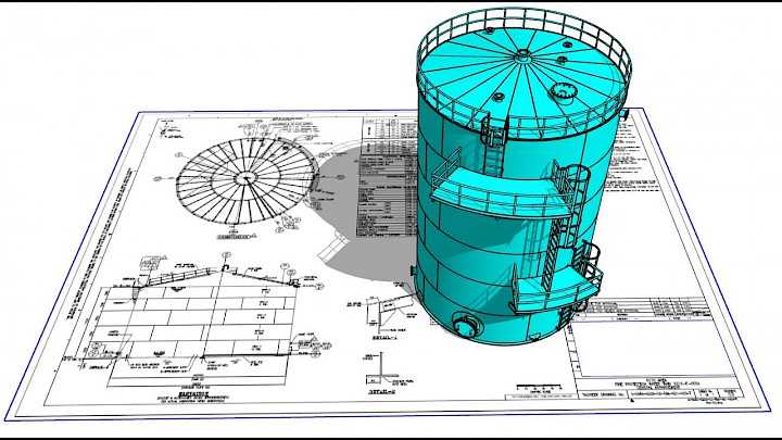 schematic diagram of a chemical storage tank of manufacturing facility