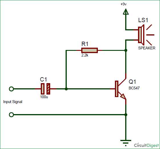 schematic diagram of simple audio amplifier
