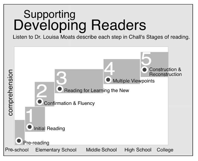 schematic diagram of the different developmental reading stages
