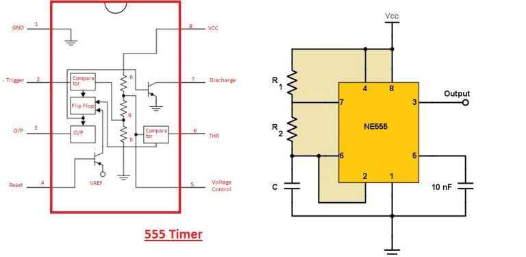 simple 555 timer circuit diagram