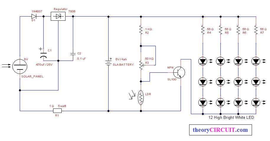 solar night light circuit diagram