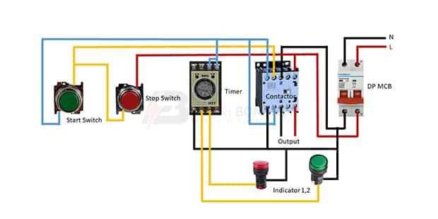 start stop motor control with light indicator wiring diagram