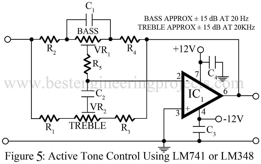 tone control circuit diagram with pcb layout