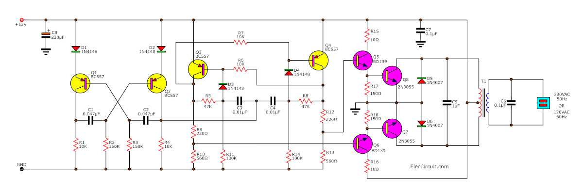 transistor inverter circuit diagram