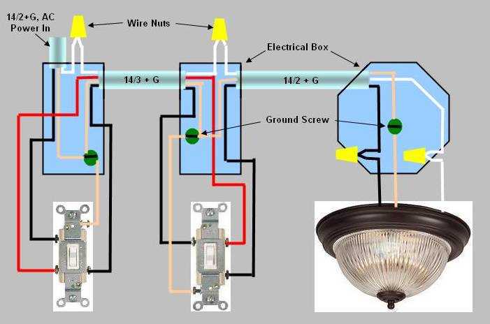 wiring diagram for a 3 way switch with 2 lights