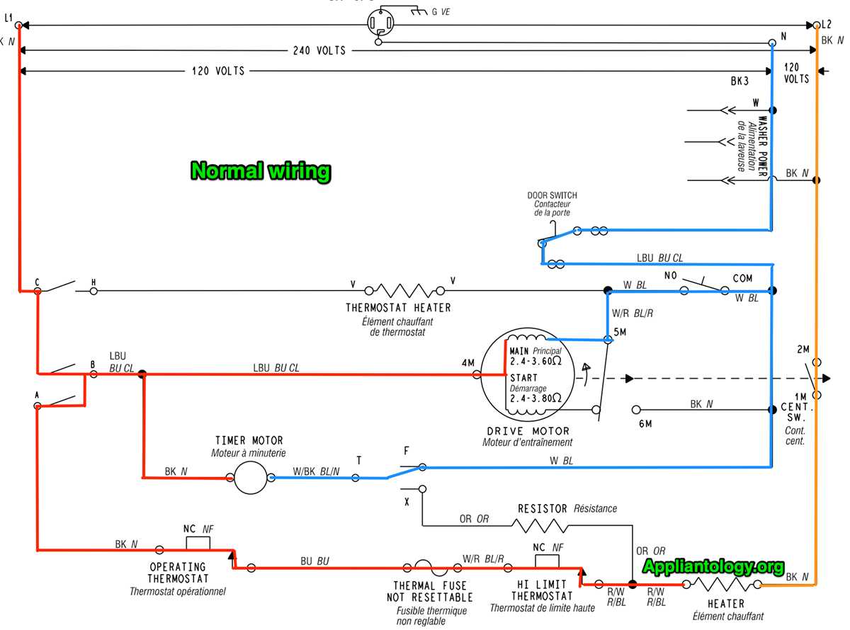 wiring diagram for electric dryer