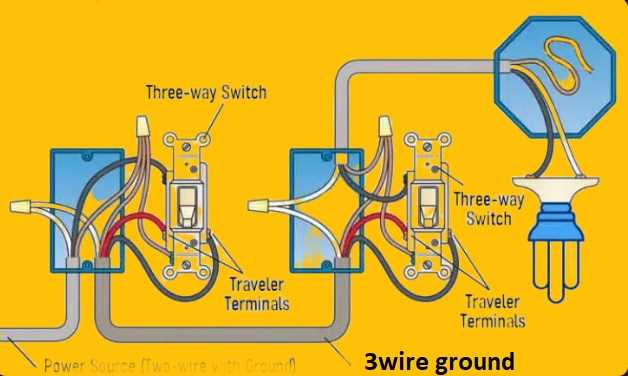 wiring diagram for three way switch with multiple lights