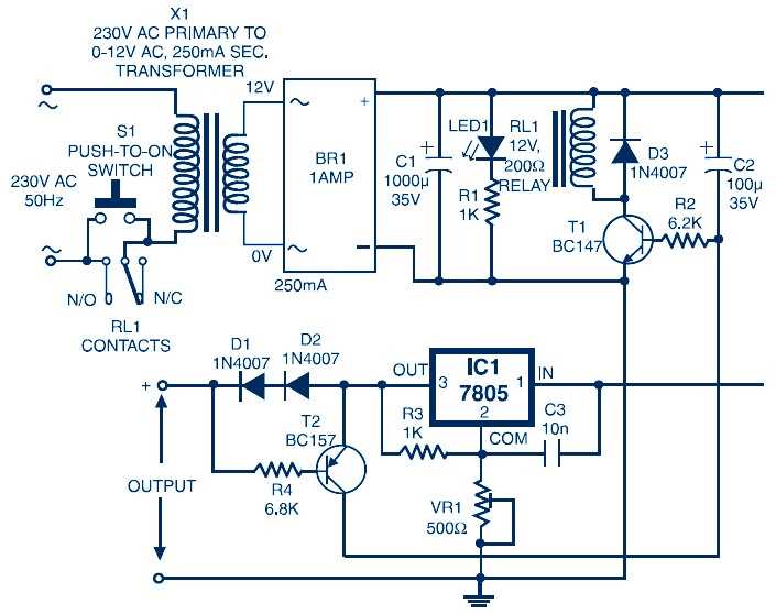 15 volt power supply circuit diagram
