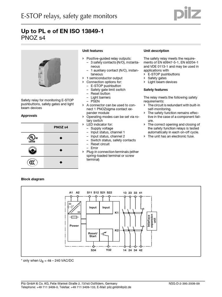 pilz pnoz s4 circuit diagram