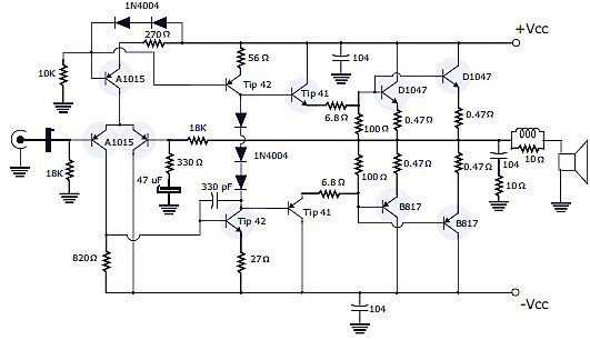 audio power amplifier schematic diagram