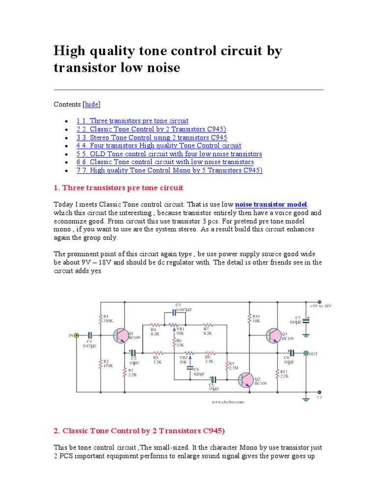 audio tone control circuit diagram