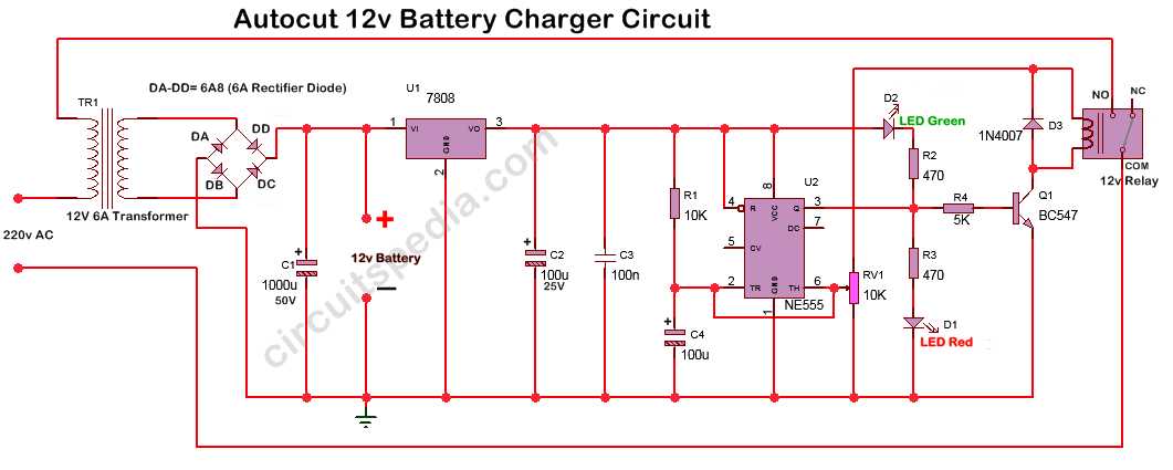auto cut off battery charger circuit diagram
