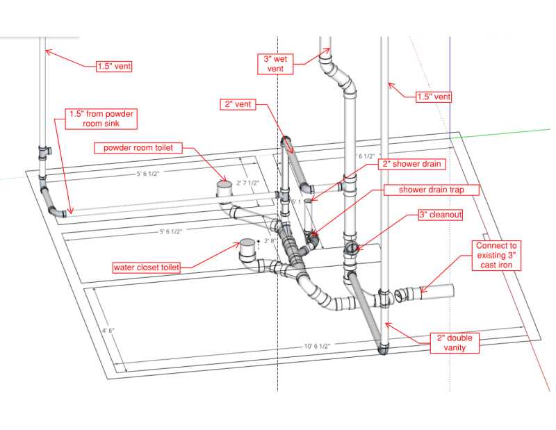 bathroom plumbing schematic diagram