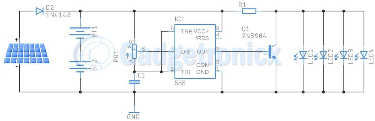 solar powered garden light circuit diagram