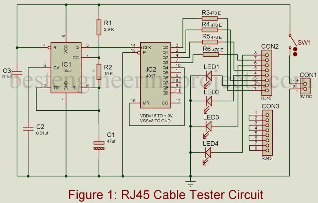 cable tester schematic diagram