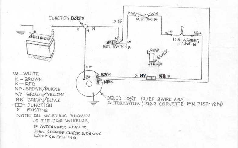delco remy 3 wire alternator wiring diagram