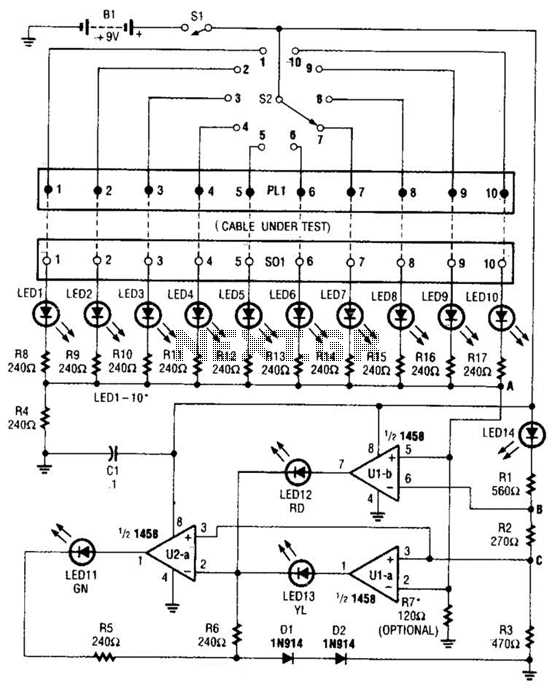 cable tester schematic diagram