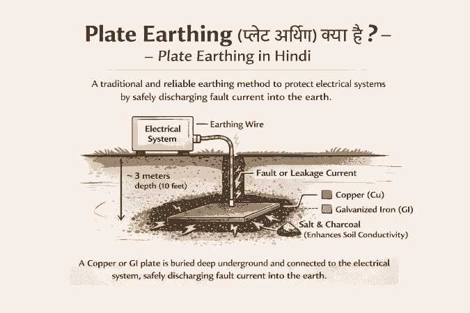 draw a schematic diagram of plate earthing