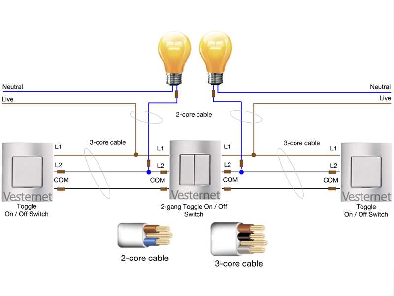 schematic diagram 2 way lighting circuit