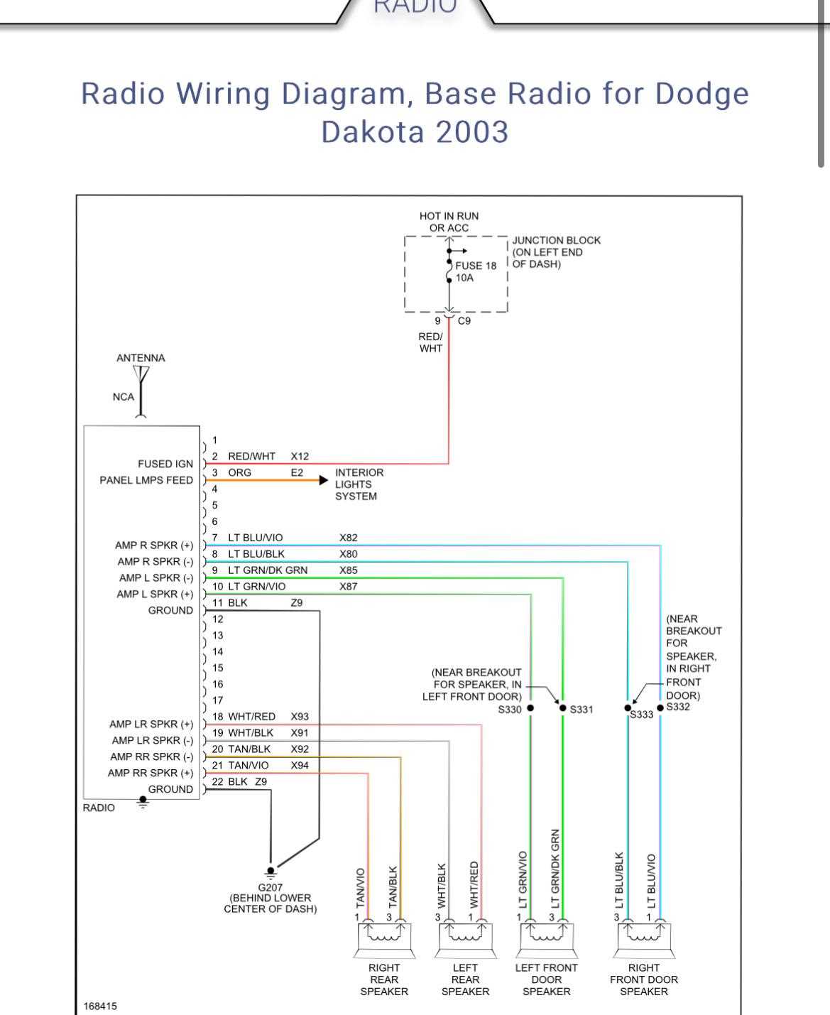 1996 dodge dakota radio wiring diagram