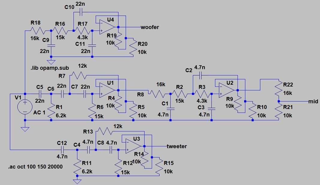 3 way active crossover circuit diagram