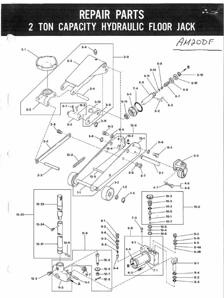 2 ton floor jack assembly schematic diagram