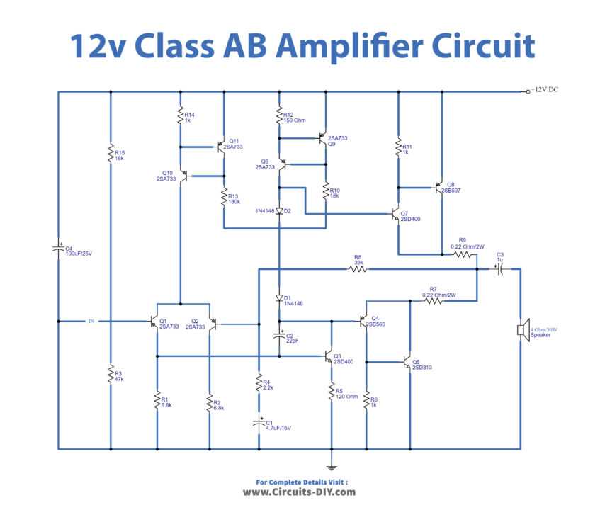 class ab audio amplifier circuit diagram