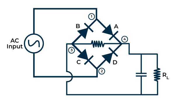 circuit diagram of full wave bridge rectifier with capacitor filter