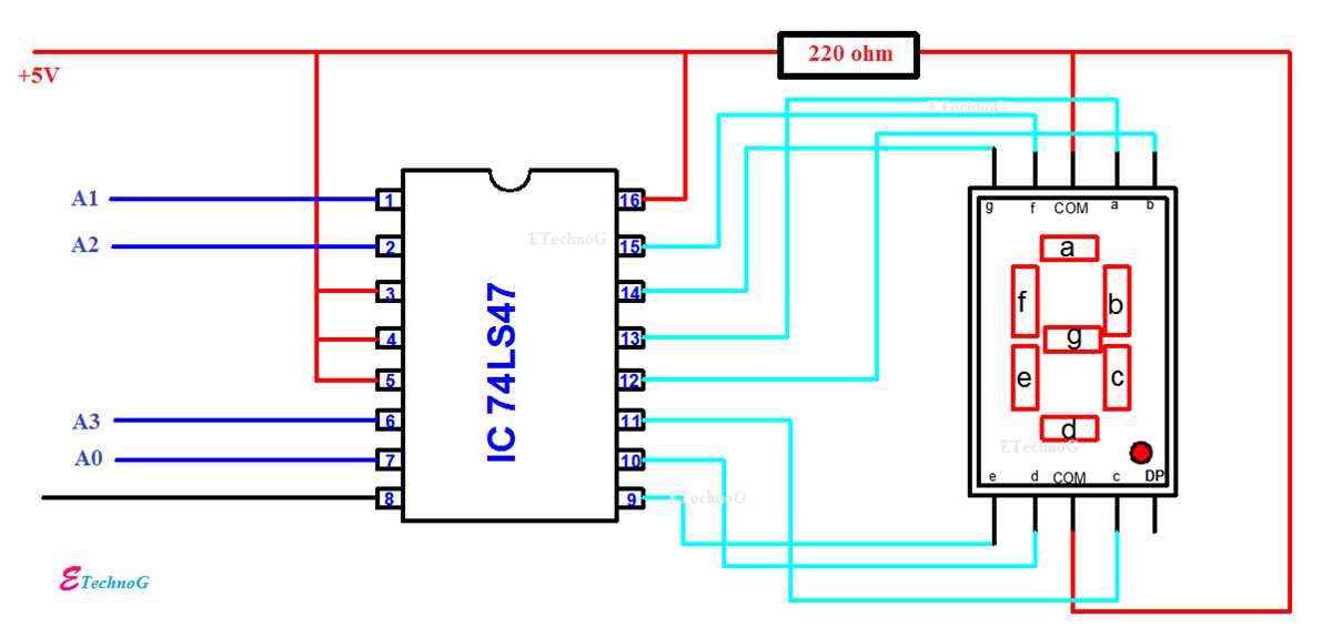 bcd to 7 segment circuit diagram