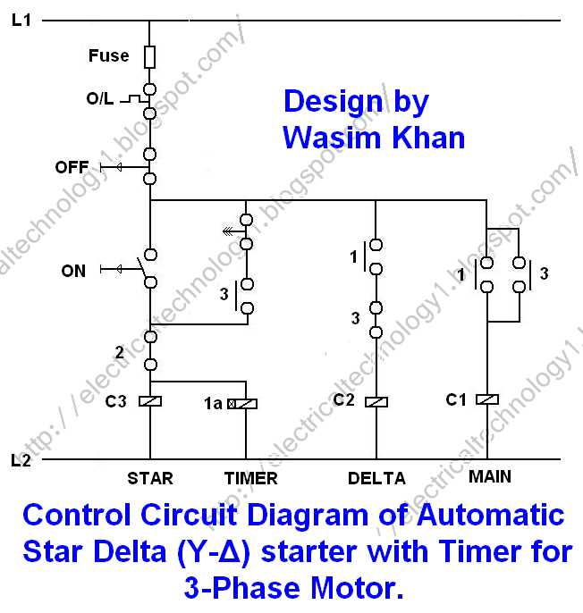 star delta starter power and control circuit diagram