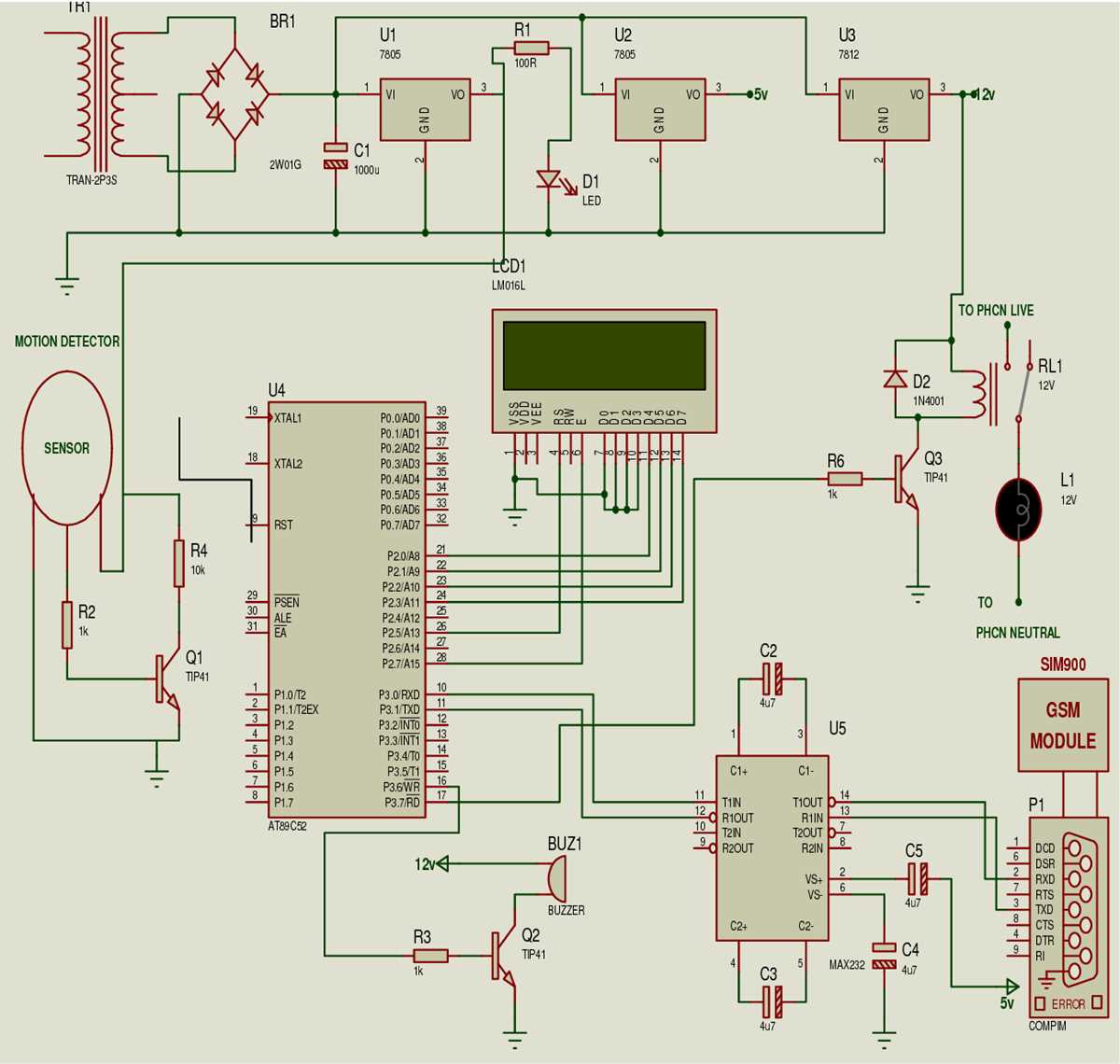 intruder alarm circuit diagram