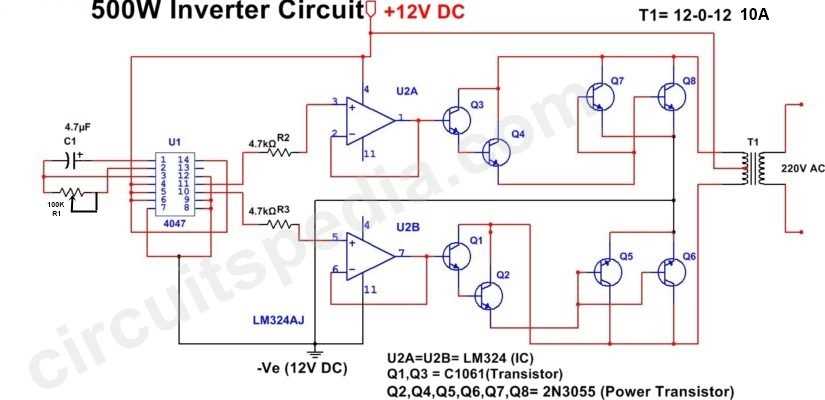 inverter schematic diagram 12v to 220v