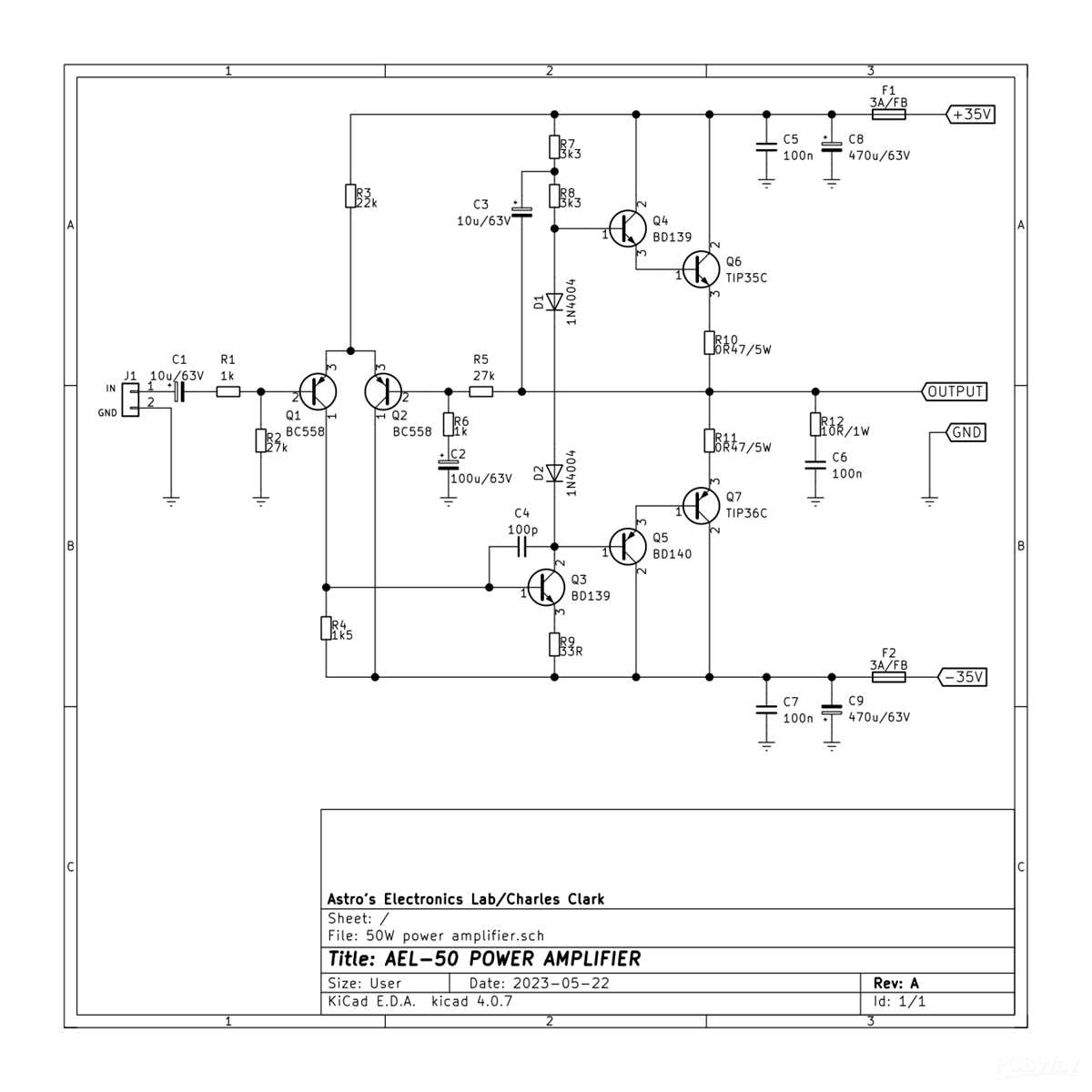 american audio power amplifier schematic diagram