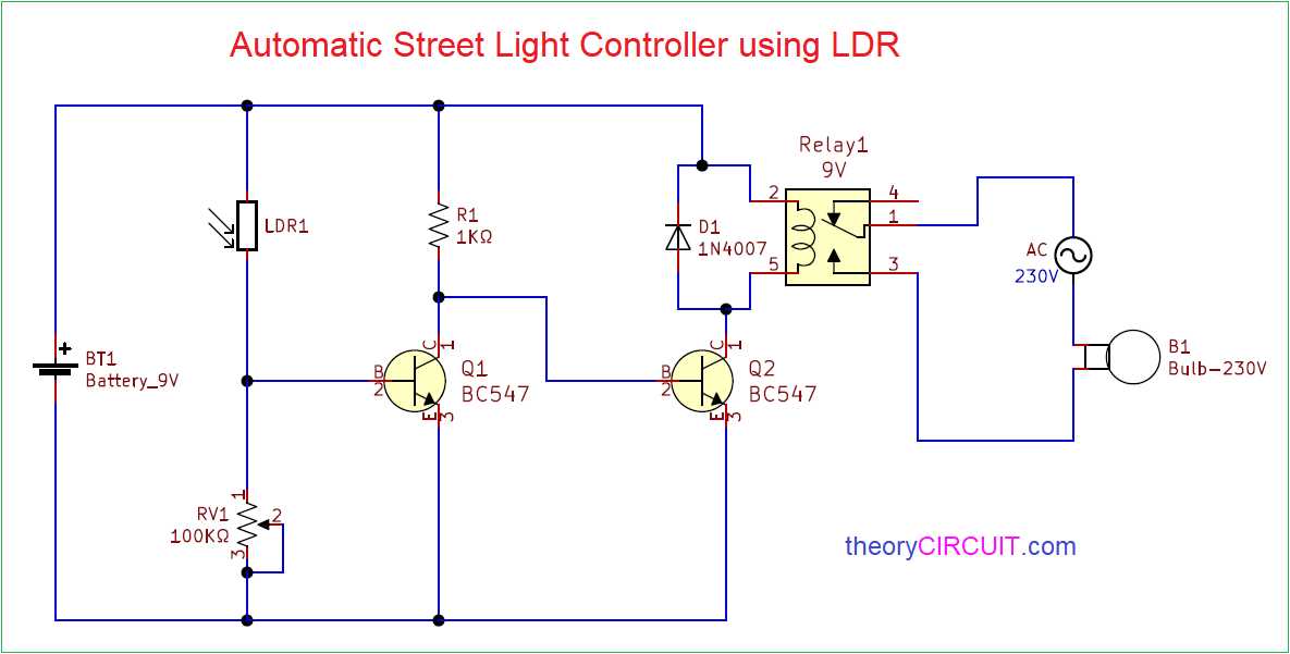 ldr street light circuit diagram