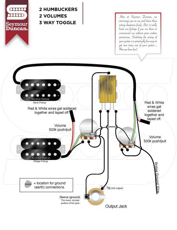 2 pickups 2 volumes wiring diagram