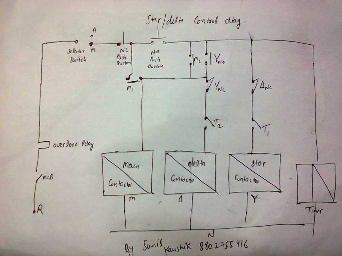 manual star delta starter circuit diagram