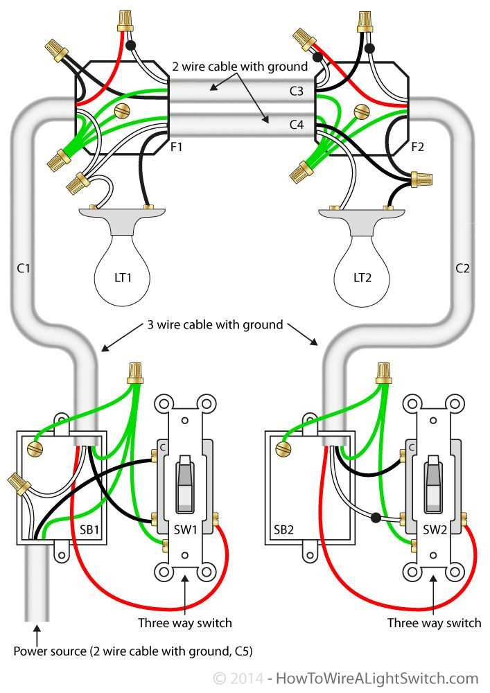 wiring diagram for three way switch with multiple lights