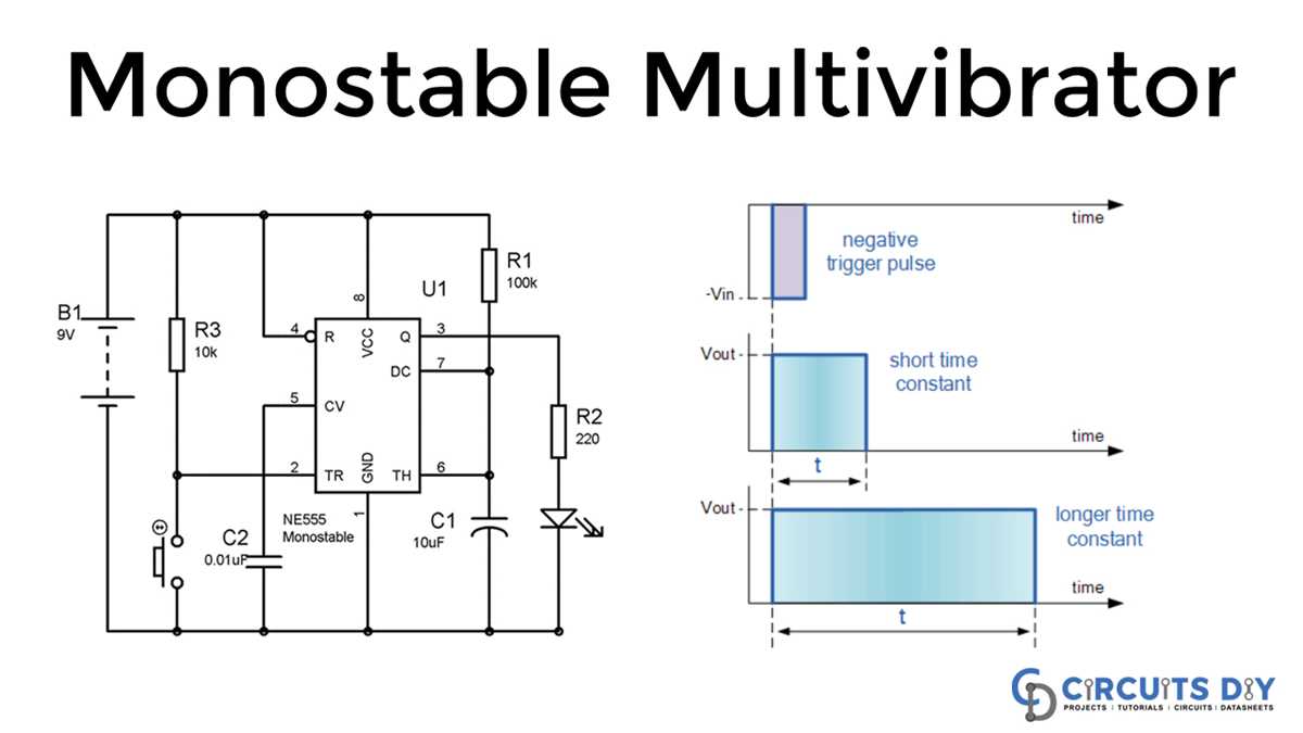 monostable 555 timer circuit diagram