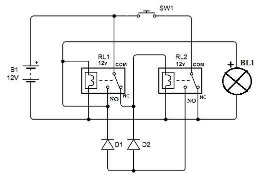latching relay schematic diagram