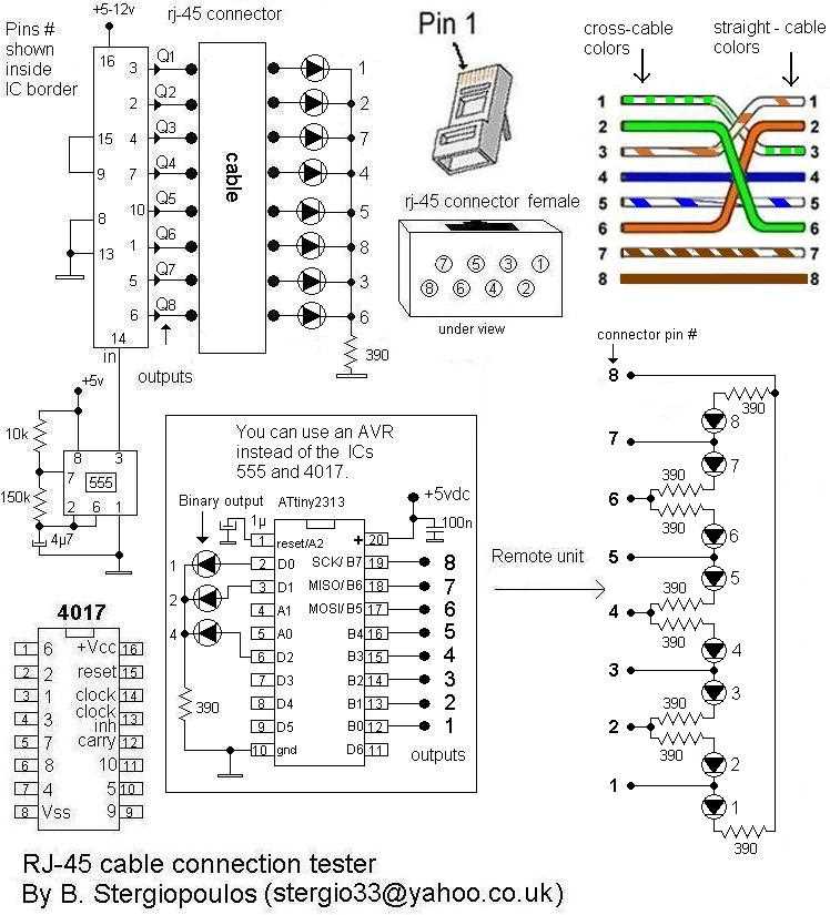 network cable tester circuit diagram