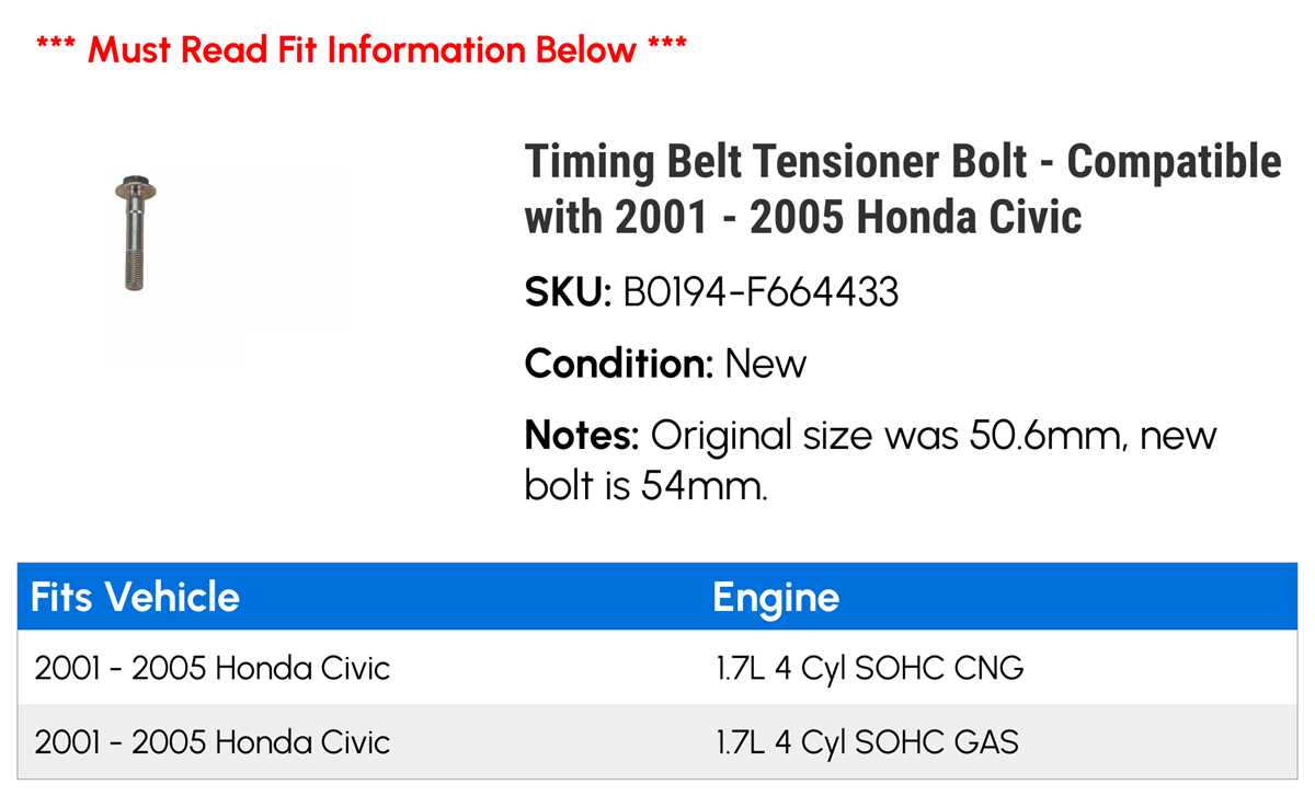 new 2004 honda civic tensioner bolt schematic diagram