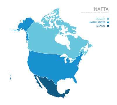 north america usa and canada in a schematic diagram