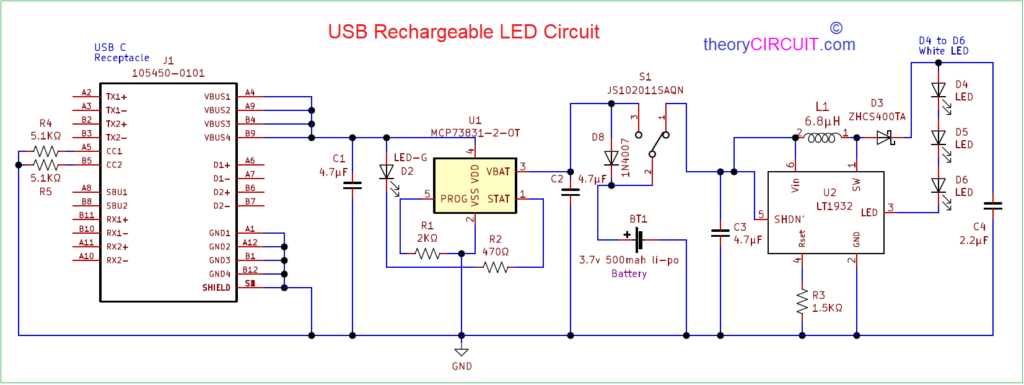 dp led rechargeable emergency light circuit diagram