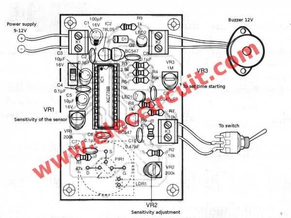 pir sensor alarm circuit diagram