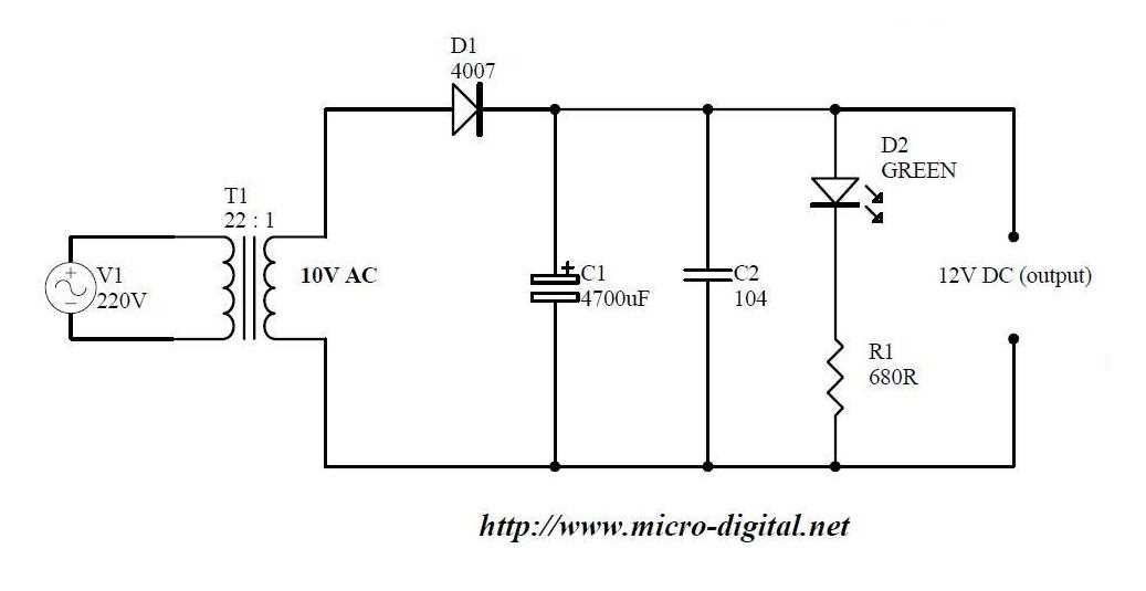 schematic diagram of power supply half wave