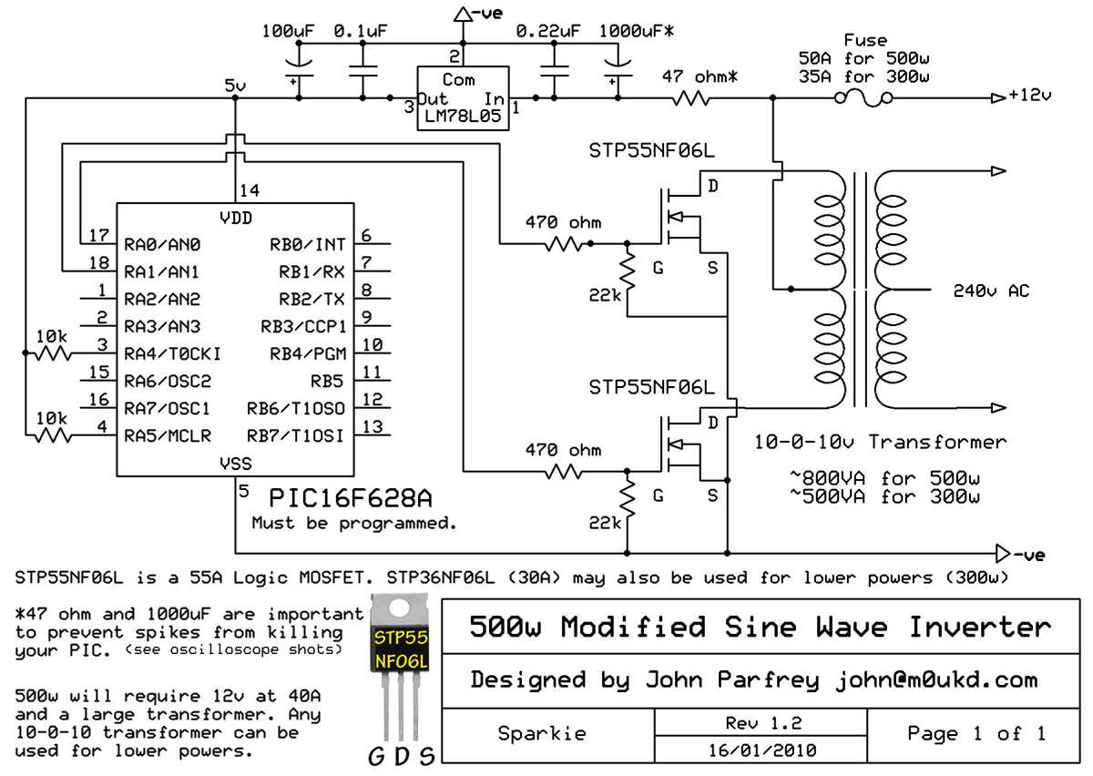 pure sine wave inverter circuit diagram