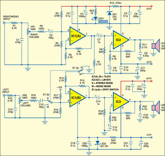 subwoofer amp schematic diagram
