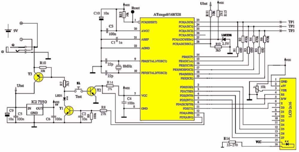 transistor tester schematic diagram